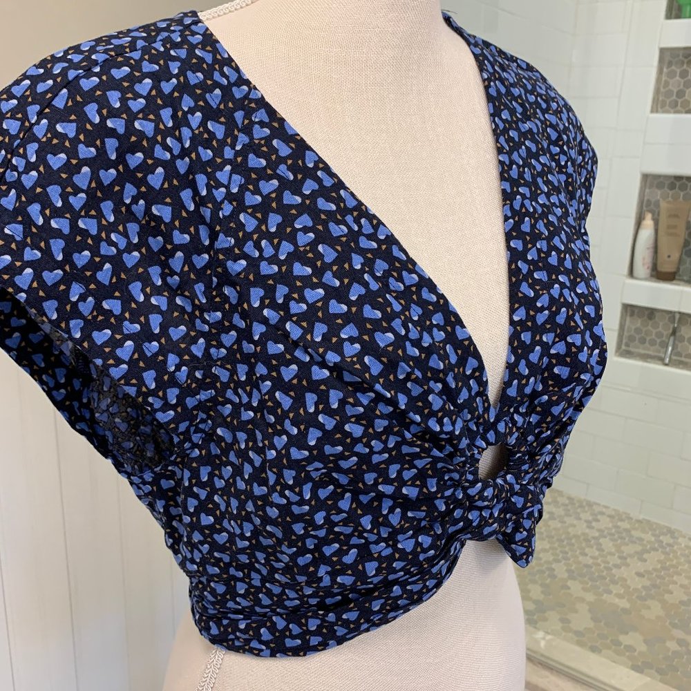 Free People Crop Top, Heart Pattern, Size L